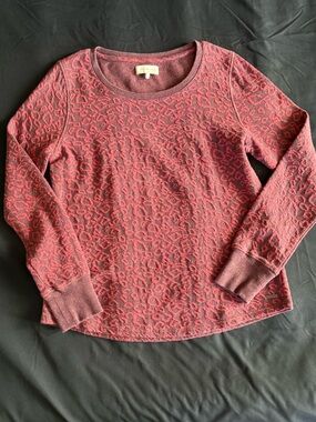 Lucky Brand red Leopard Print Knit Sweater